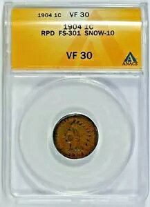 1904�N ANACS VF 30 RPD�i�č�����t�jFS-301 �X�m�[-10�C���f�B�A���Z���g-���i�K�C�h$100