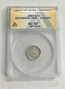 1869-S 5C AU 50 �ڍ� �ăp���` ���t �N���[�j���O�ς� N16