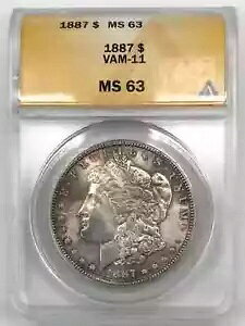 1887�N P �����K����� ANACS MS63 - VAM-11 MPD 7�C���` �f���e�B�N���A�_�u�� 18-7
