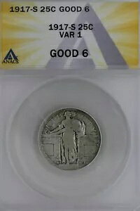 1917-S .25 ANACS G 6 VAR 1 �X�^���f�B���O���o�e�B�N�H�[�^�[�A���o�e�B25�Z���g