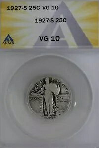 1927-S .25 ANACS VG 10 �X�^���f�B���O���o�e�B�N�H�[�^�[�A���o�e�B25�Z���g