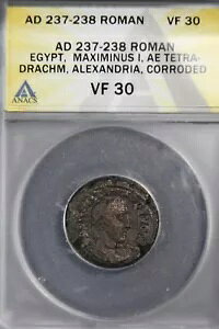 Maximinus i AE Tetradrachm Alexandria GWvg Ad 237-238 ANACS VF30