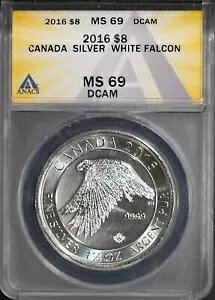 2016�N 1.5�I���X .999 �V���o�[ $8 �J�i�f�B�A�� �z���C�g�t�@���R�� MS 69 ANACS # 7667058 + �{�[�i�X