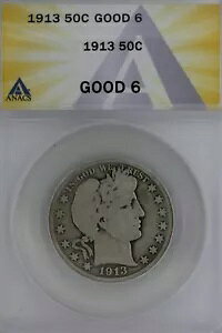 1913�N .50 ANACS G 6 �o�[�o�[�n�[�t�h���A���o�e�B�w�b�h�n�[�t�A50�Z���g