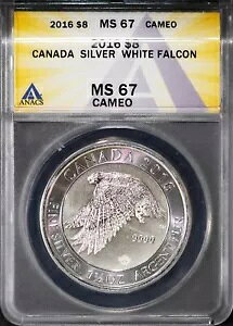 2016�N 1.5�I���X .999 �V���o�[ $8 �J�i�f�B�A�� �z���C�g�t�@���R�� MS 67 ANACS # 7668897 + �{�[�i�X