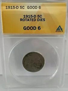 1915 D 5C �f���o�[�~���g �C���f�B�A���w�b�h �o�b�t�@���[�j�b�P�� - �O���[�h ANACS G6 ��]�_�C�X
