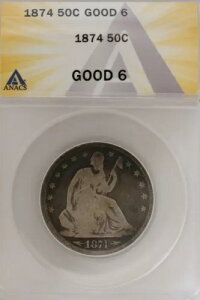 1874 .50 ANACS G 6 1800�N��̃n�[�t�h���A���R�̏��_���n�[�t�h��