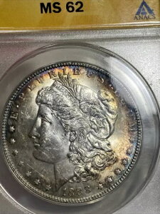 1888年 1ドル モルガン銀貨 ANACS MS62 美しい色!商品番号6817