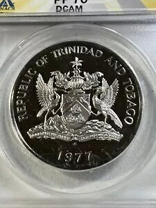 1977-FM トリニダード・トバゴ 1ドル プルーフ グレード PR 70 DCAM 認定 ANACS 低鋳造枚数