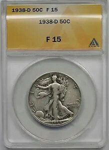 1938-D ���o�e�B�E�H�[�L���O�n�[�t�_���[ 50C F 15 ANACS�i���ǂ����t�j