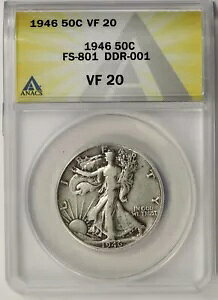 1946�N FS-801 DDR-001 ���o�e�B�E�H�[�L���O�n�[�t�_���[ 50C VF 20 ANACS