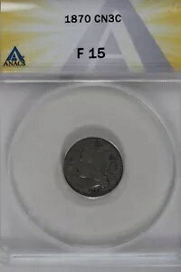 1870 .03 ANACS F 15 3�Z���g�j�b�P���A���o�e�B3�Z���g�s�[�X