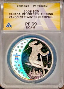 2008 $25 カナダ PF フリースタイルスキー ホログラム PF 69 DCAM ANACS # 7670587 +ボーナス