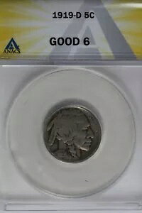 1919-D .05 ANACS G 6 �o�b�t�@���[�j�b�P���A�C���f�B�A���j�b�P���A5�Z���g�s�[�X