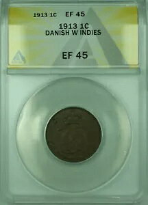1913�N 1�Z���g �f���}�[�N�̐��C���h���� ANACS EF-45 1�Z���g�d�� KM#83