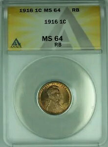 1916�N�����J�[���E�E�B�[�g�E�Z���g 1�Z���g�R�C�� ANACS MS 64 RB (15)
