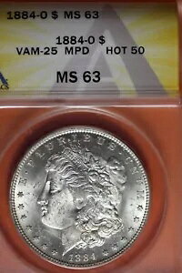 1884 O- ANACS MS63 VAM-25 MPD HOT 50 ���[�K�� �V���o�[�h�� #B41853
