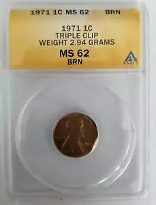 1971 �����J�[�� �Z���g �g���v�� �N���b�v - �d�� 2.94 �O���� - ANACS MS 62 BRN