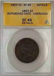 1853 �҂ݍ��݃w�A ���[�W �Z���g 1C �R�C�� ANACS EF 45 �ڍ� �ł������ꂽ���t ���H