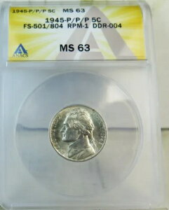 1945 �W�F�t�@�[�\�� �j�b�P�� ANACS MS63 *FS501/804 RPM-1 DDR-004* BR
