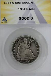 1854-O .50 ANACS G 6 1800�N�� �n�[�t�_���[�A���o�e�B �V�[�e�b�h �n�[�t