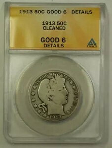 1913 US Barber Vo[ n[t_[ 50c RC ANACS G-6 ڍ׃N[jOς