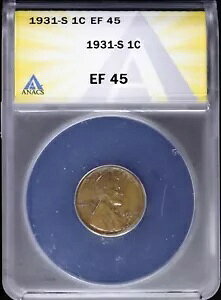 1931 S 1c �����J�[�� �E�B�[�g �Z���g ANACS EF 45 (XF�A�ɍ�) �T���t�����V�X�R