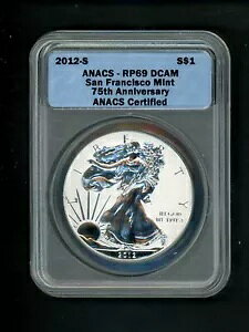 2012-S US �V���o�[ �C�[�O�� $1.00 $1 ANACS RP69 DCAM ���o�[�X �v���[�t 75 ���N�L�O