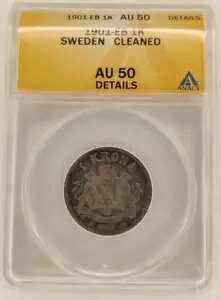 �X�E�F�[�f�� �I�X�J�[ II �V���o�[ 1901 1 �N���[�i ANACS �F�� AU50 Det.�~���e�[�W-270,960 2B