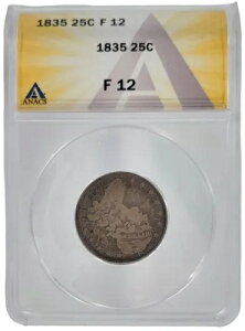 1835 �L���b�v�h �o�X�g �N�H�[�^�[ 25c �V���o�[ �t�@�C�� ANACS �F�� F12