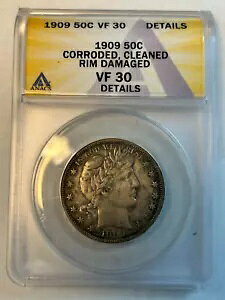 1909 P �o�[�o�[ �n�[�t�_���[ 50C ANACS VF30 �ڍו��H�A�N���[�j���O�A��������