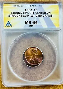 1981 �����J�[�� �Z���g �~���g �G���[ 15% �I�t�Z���^�[�A�X�g���[�g �N���b�v ANACS MS64 RB 2.8GR�B