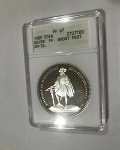 ���A 1985 �X�C�X ���[�W �V���o�[ 50 �t���� �V���[�e�B���O �t�F�X�g ANACS PF 67