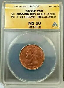 2000-P 25c �T�E�X�J�����C�i �����\�ʃN���b�h�w ANACS MS60 �f�B�e�[���Ē��F