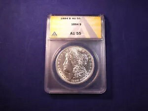 1884 ���[�K�� �V���o�[ �_���[ - ANACS �ɂ���Đ��I�ɃO���[�f�B���O���ꂽ AU 55