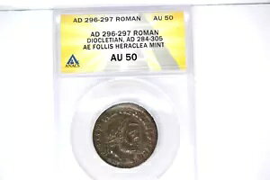 �Ñネ�[�} - �f�B�I�N���e�B�A�k�X - AD 296-297 AE Follis - ANACS AU-50�B�f�G�I