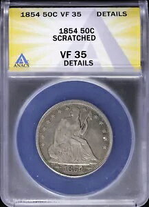 1854 50C V[ebh oeB Vo[ n[t 1/2 h ANACS VF 35 fBe[ @[t@C