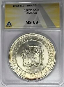 1972 �W���}�C�J $10 �V���o�[ �_���[ �R�C�� ANACS MS 68 W4
