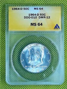 1964-D �P�l�f�B �n�[�t�_���[ DDO-010 DMR-12 RDV-001 ANACS MS64 #4598 ���A