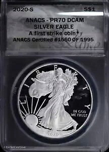 2020 S �v���[�t $1 �A�����J�� �V���o�[ �C�[�O�� ANACS PR 70 DCAM �t�@�[�X�g �X�g���C�N PF ASE