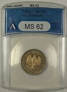 1958-J ���h�C�c 1M �}�[�N�R�C�� ANACS MS-62 OLD HOLDER JA
