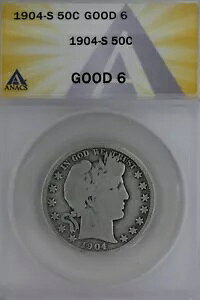 1904-S .50 ANACS G 6 �o�[�o�[ �n�[�t�_���[�A���o�e�B �w�b�h �n�[�t�A50 �Z���g