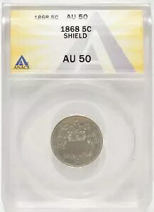 1868 �V�[���h �j�b�P�� 5c ANACS AU50 5250847