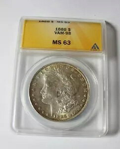 1888 P BU MORGAN DOLLAR VAM 9B ANACS MS63 �n�C�f�C�g�A�J�E���^�[�N���b�V���l�b�N