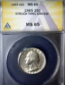 1965 �G���[ ANACS MS65 �X�g���b�N�X���[ �O���[�X + �X�g�����O ���V���g�� �N�H�[�^�[ GEM BU �R�C��