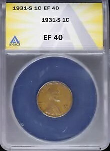 1931 S 1c �����J�[�� �E�B�[�g �Z���g ANACS EF 40 (XF�A�ɍ�) �T���t�����V�X�R