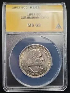 1893 コロンビア万博記念シルバー ハーフダラー 50c ANACS MS63 |引き締まった!