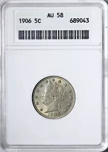 1906 ���o�e�B V �j�b�P�� ANACS AU58 �I�[���h �\�[�v �{�b�N�X �z���_�[ KBN