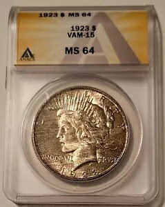 1923 �s�[�X �V���o�[ �_���[ VAM-15 R5 MS64 ANACS