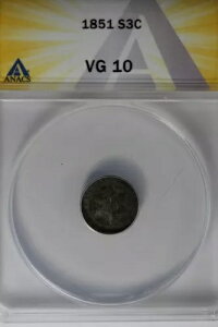 1851 .03 ANACS VG 10 �X�^�[ �A���h �V�[���h 3 �Z���g (3c) �ATrime